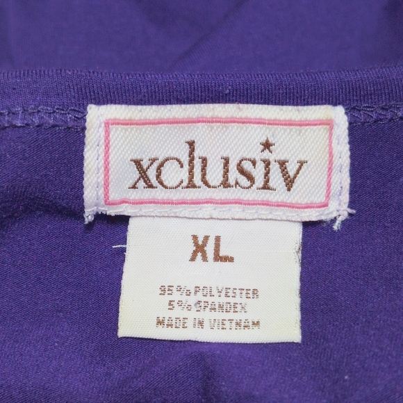 Xclusiv Purple Leopard Print Sz XL Women's Top - Picture 5 of 5